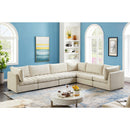  Manufacturer Color_Cream -- Jacob 140" Cream Velvet Upholstered 6 pc Modular Sectional IMAGE 4
