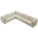  Manufacturer Color_Cream -- Jacob 140" Cream Velvet Upholstered 6 pc Modular Sectional IMAGE 6