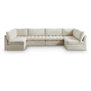  Manufacturer Color_Cream -- Jacob 140" Cream Velvet Upholstered 6 pc Modular Sectional IMAGE 1