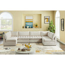  Manufacturer Color_Cream -- Jacob 140" Cream Velvet Upholstered 6 pc Modular Sectional IMAGE 2