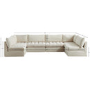 Meridian Jacob 140" Cream Velvet Upholstered 6 pc Modular Sectional IMAGE 5