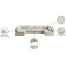  Meridian Jacob 140" Cream Velvet Upholstered 6 pc Modular Sectional IMAGE 6