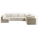  Meridian Jacob 140" Cream Velvet Upholstered 7 pc Modular Sectional IMAGE 11