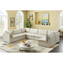  Manufacturer Color_Cream -- Jacob 140" Cream Velvet Upholstered 7 pc Modular Sectional IMAGE 4