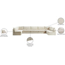  Meridian Jacob 177" Cream Velvet Upholstered 7 pc Modular Sectional IMAGE 6