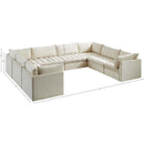 Manufacturer Color_Cream -- Jacob 140" Cream Velvet Upholstered 8 pc Modular Sectional IMAGE 12