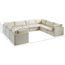  Meridian Jacob 140" Cream Velvet Upholstered 8 pc Modular Sectional IMAGE 12