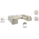  Manufacturer Color_Cream -- Jacob 140" Cream Velvet Upholstered 8 pc Modular Sectional IMAGE 13