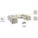  Meridian Jacob 140" Cream Velvet Upholstered 8 pc Modular Sectional IMAGE 13