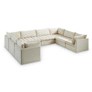  Manufacturer Color_Cream -- Jacob 140" Cream Velvet Upholstered 8 pc Modular Sectional IMAGE 1