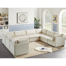  Manufacturer Color_Cream -- Jacob 140" Cream Velvet Upholstered 8 pc Modular Sectional IMAGE 2