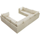 Manufacturer Color_Cream -- Jacob 140" Cream Velvet Upholstered 8 pc Modular Sectional IMAGE 3