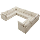  Manufacturer Color_Cream -- Jacob 140" Cream Velvet Upholstered 8 pc Modular Sectional IMAGE 4