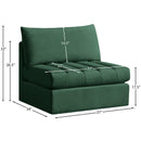  Meridian Jacob Green Velvet Upholstered Modular Armless Chair IMAGE 7