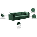  Meridian Jacob 103" Green Velvet Upholstered 3 pc Modular Sofa IMAGE 11