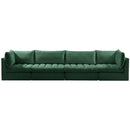  Manufacturer Color_Green -- Jacob 140" Green Velvet Upholstered 4 pc Modular Sofa IMAGE 4