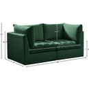  Manufacturer Color_Green -- Jacob 66" Green Velvet Upholstered 2 pc Modular Loveseat IMAGE 10