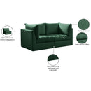  Manufacturer Color_Green -- Jacob 66" Green Velvet Upholstered 2 pc Modular Loveseat IMAGE 11