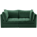  Manufacturer Color_Green -- Jacob 66" Green Velvet Upholstered 2 pc Modular Loveseat IMAGE 4