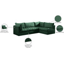  Meridian Jacob 103" Green Velvet Upholstered 4 pc Modular Sectional IMAGE 15