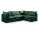  Manufacturer Color_Green -- Jacob 103" Green Velvet Upholstered 4 pc Modular Sectional IMAGE 1
