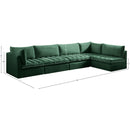  Manufacturer Color_Green -- Jacob 140" Green Velvet Upholstered 5 pc Modular Sectional IMAGE 14