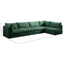  Meridian Jacob 140" Green Velvet Upholstered 5 pc Modular Sectional IMAGE 14