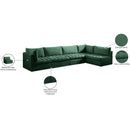  Manufacturer Color_Green -- Jacob 140" Green Velvet Upholstered 5 pc Modular Sectional IMAGE 15