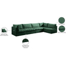  Meridian Jacob 140" Green Velvet Upholstered 5 pc Modular Sectional IMAGE 15