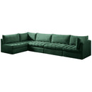  Manufacturer Color_Green -- Jacob 140" Green Velvet Upholstered 5 pc Modular Sectional IMAGE 2