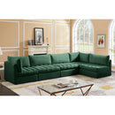  Manufacturer Color_Green -- Jacob 140" Green Velvet Upholstered 5 pc Modular Sectional IMAGE 3
