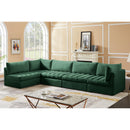  Manufacturer Color_Green -- Jacob 140" Green Velvet Upholstered 5 pc Modular Sectional IMAGE 4