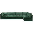  Manufacturer Color_Green -- Jacob 140" Green Velvet Upholstered 5 pc Modular Sectional IMAGE 6