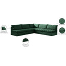  Manufacturer Color_Green -- Jacob 107" Green Velvet Upholstered 5 pc Modular Sectional IMAGE 11