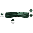  Meridian Jacob 107" Green Velvet Upholstered 5 pc Modular Sectional IMAGE 11