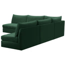  Manufacturer Color_Green -- Jacob 107" Green Velvet Upholstered 5 pc Modular Sectional IMAGE 4