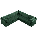  Manufacturer Color_Green -- Jacob 103" Green Velvet Upholstered 5 pc Modular Sectional IMAGE 4