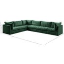  Manufacturer Color_Green -- Jacob 140" Green Velvet Upholstered 6 pc Modular Sectional IMAGE 13