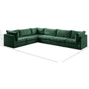  Meridian Jacob 140" Green Velvet Upholstered 6 pc Modular Sectional IMAGE 13