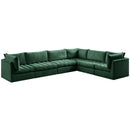  Manufacturer Color_Green -- Jacob 140" Green Velvet Upholstered 6 pc Modular Sectional IMAGE 2