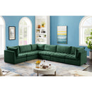  Manufacturer Color_Green -- Jacob 140" Green Velvet Upholstered 6 pc Modular Sectional IMAGE 3