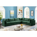  Manufacturer Color_Green -- Jacob 140" Green Velvet Upholstered 6 pc Modular Sectional IMAGE 4