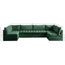  Manufacturer Color_Green -- Jacob 140" Green Velvet Upholstered 6 pc Modular Sectional IMAGE 5