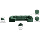  Meridian Jacob 140" Green Velvet Upholstered 6 pc Modular Sectional IMAGE 6
