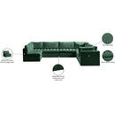  Meridian Jacob 140" Green Velvet Upholstered 7 pc Modular Sectional IMAGE 11