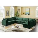  Manufacturer Color_Green -- Jacob 140" Green Velvet Upholstered 7 pc Modular Sectional IMAGE 4