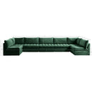  Meridian Jacob 177" Green Velvet Upholstered 7 pc Modular Sectional IMAGE 5