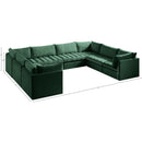  Meridian Jacob 140" Green Velvet Upholstered 8 pc Modular Sectional IMAGE 12