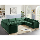  Manufacturer Color_Green -- Jacob 140" Green Velvet Upholstered 8 pc Modular Sectional IMAGE 2