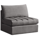 Meridian Jacob Stationary Fabric Chair 649Grey-Armless IMAGE 1